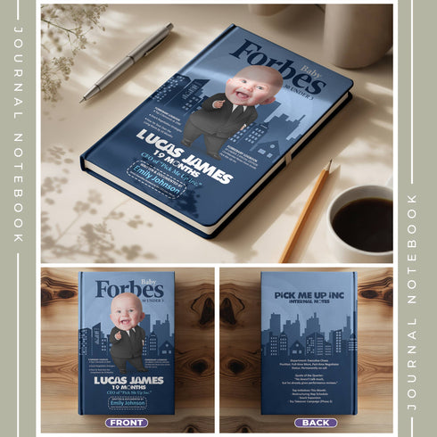 Personalized Baby Forbes Notebook – Custom CEO Baby Photo & Name – Funny Gift for Moms